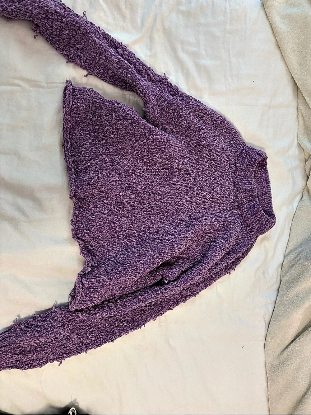 Urban Outfitters Milo Chenille Mock Neck Jumper Purple Crop Top Size Small